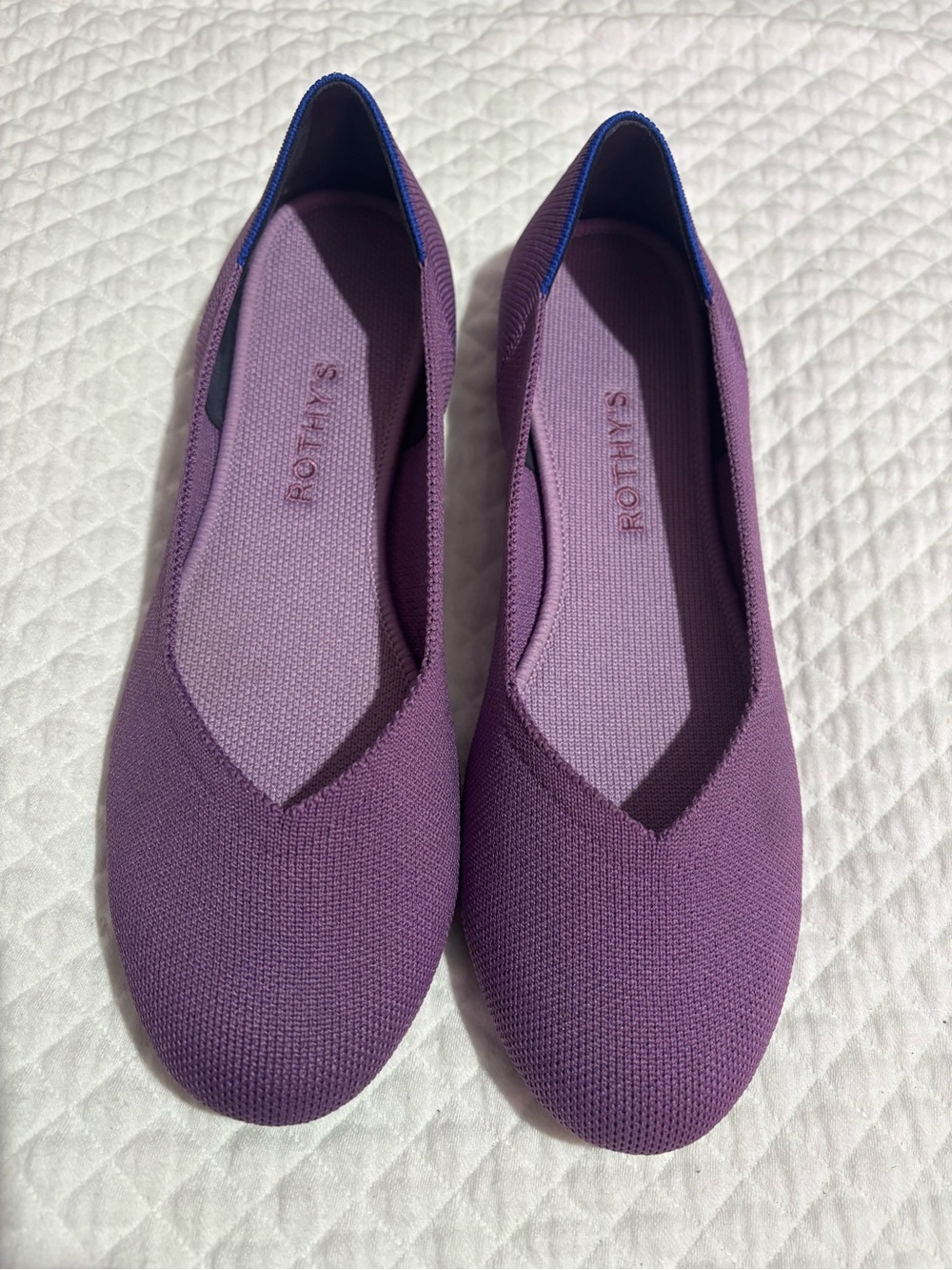 Rothy's Women's Purple Knit V‑Cut Round Toe Ballet Flats Size 10